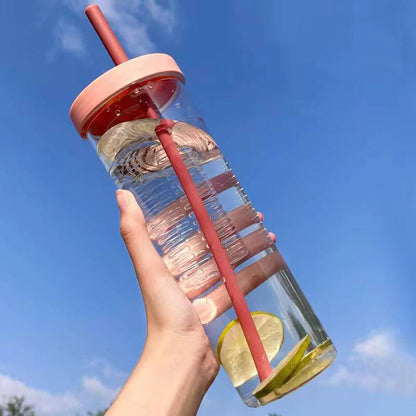Cute Water Bottle With Foldable Straw