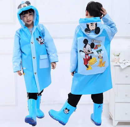 Inflatable brim kids disney cartoon themed raincoats