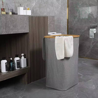 Foldable laundry basket with lid