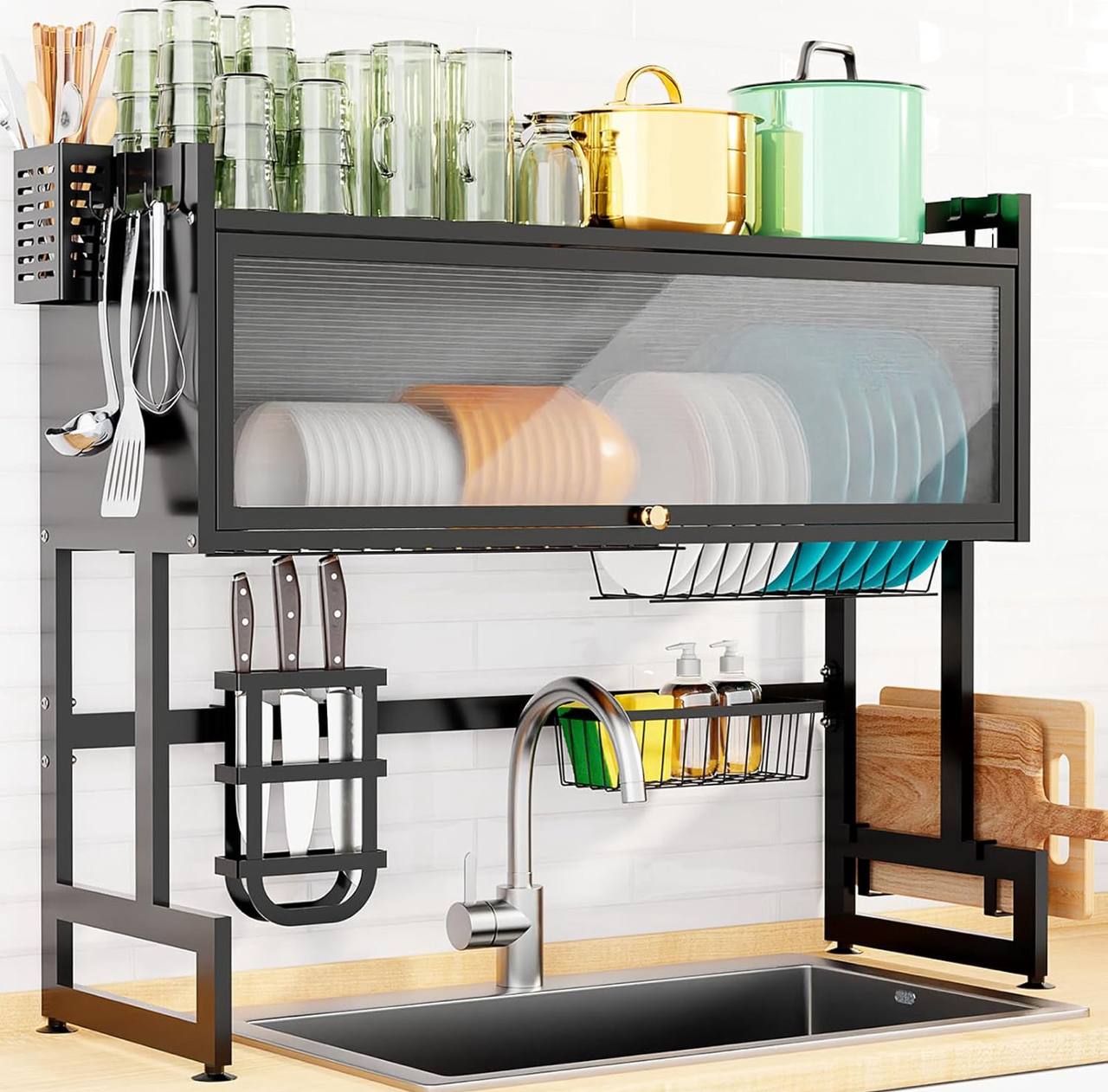 Heavy duty over the sink Rack with closable cabinet