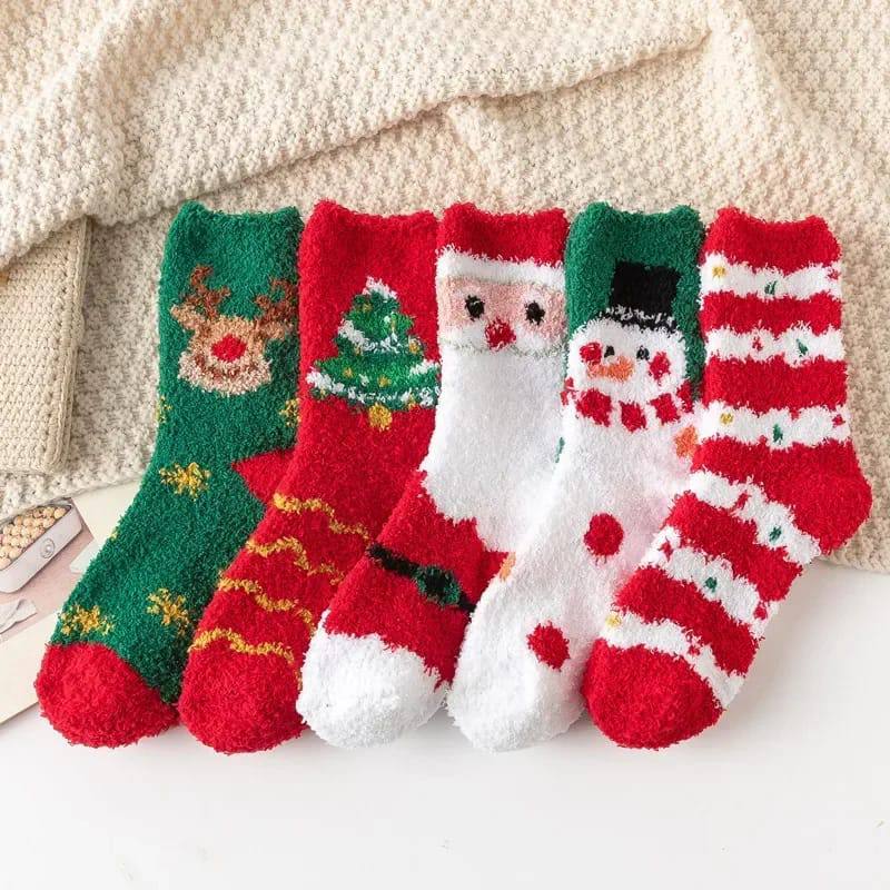 Christmas  Warm Thick Floor Sleeping Socks Snowflake Deer Tree Gift Socks each pair