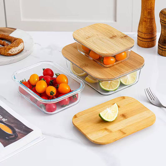 3in1  snack storage box set wooden top lid