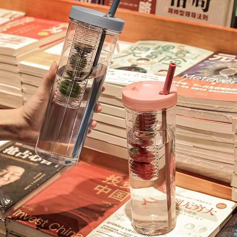 Cute Water Bottle With Foldable Straw 700ML Water Bottle