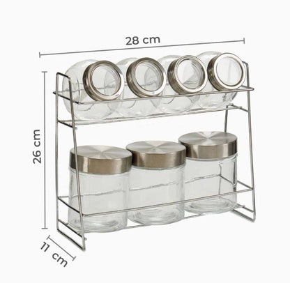 Set of 7 glass jars for spices or food