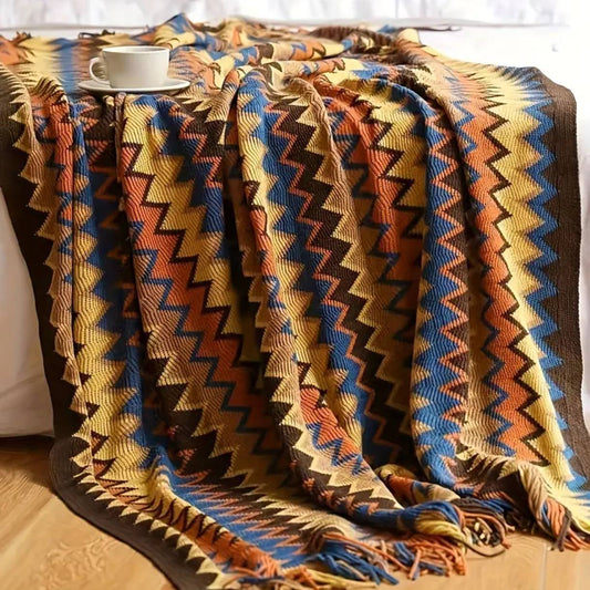 Bohemian Knitted throw blanket