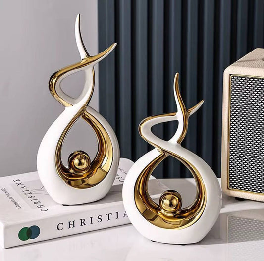 Set of 2 Home decor modern ornaments abstract art ceramic statue