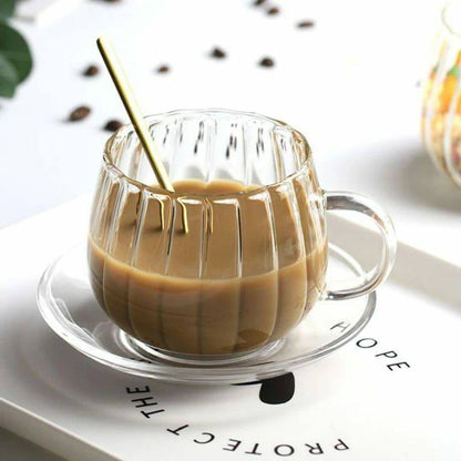 Stripped Pumpkin shape borosilicate cups 
2pcs