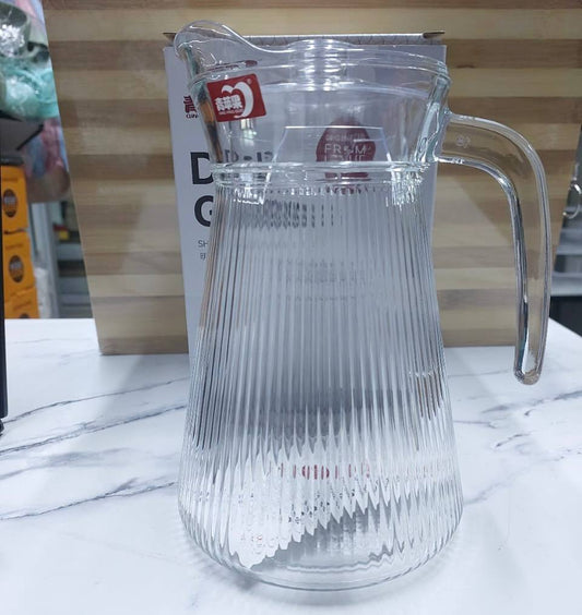 Ribbed glass jug