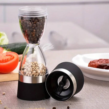 Manually adjustable thickness, hour glass 2 in 1 Dual Salt Pepper Mills,  Pepper Grinder, Sesame, Spice Grinder, Kitchen spice jar
