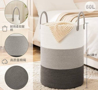 Large Cotton Rope/ decorative woven Basket with handles