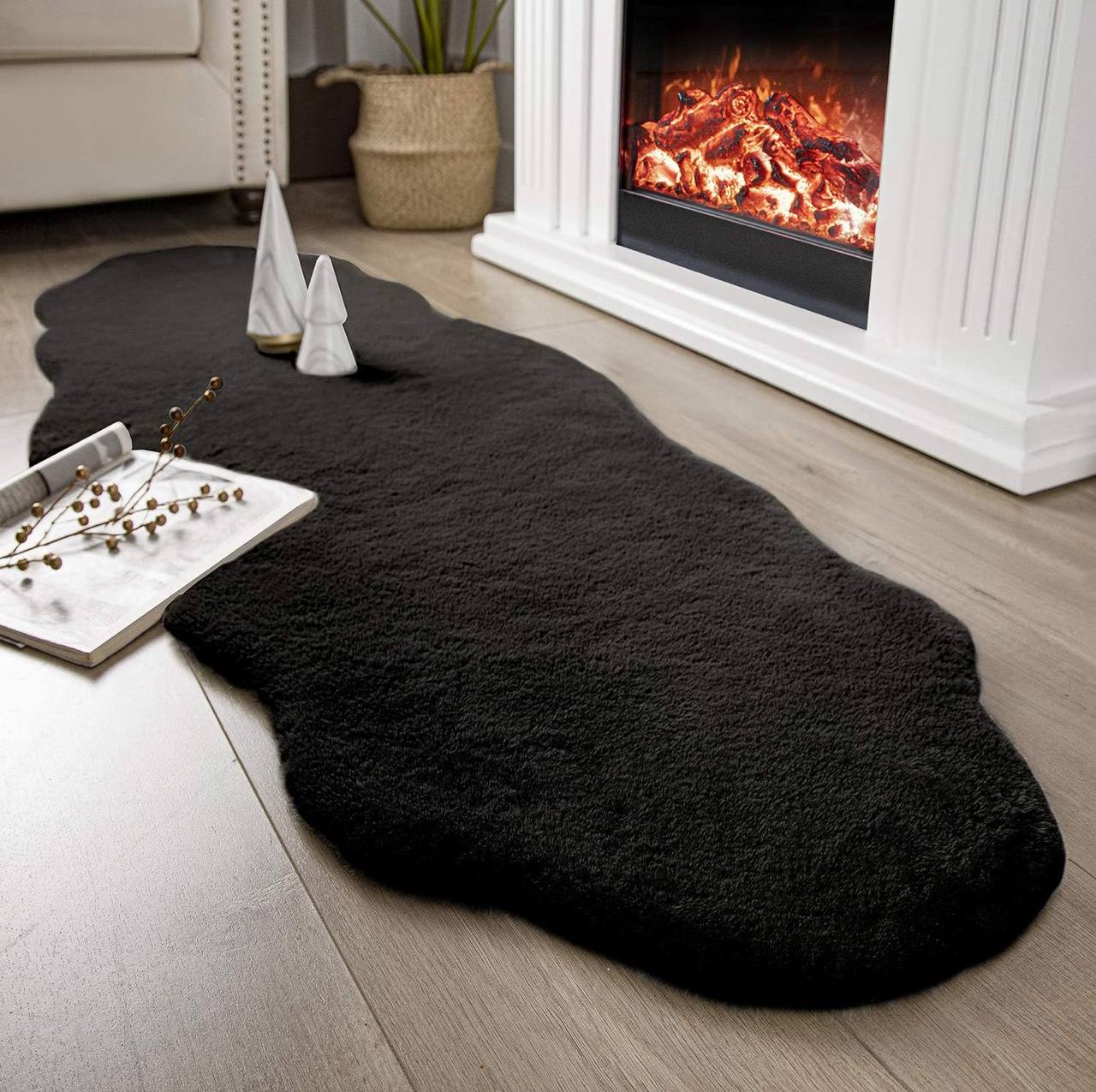 Rabbit fur faux decorative mats