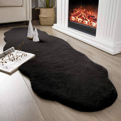 Rabbit fur faux decorative mats