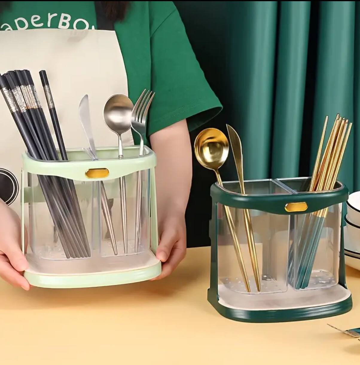 Double grid cutlery organizer