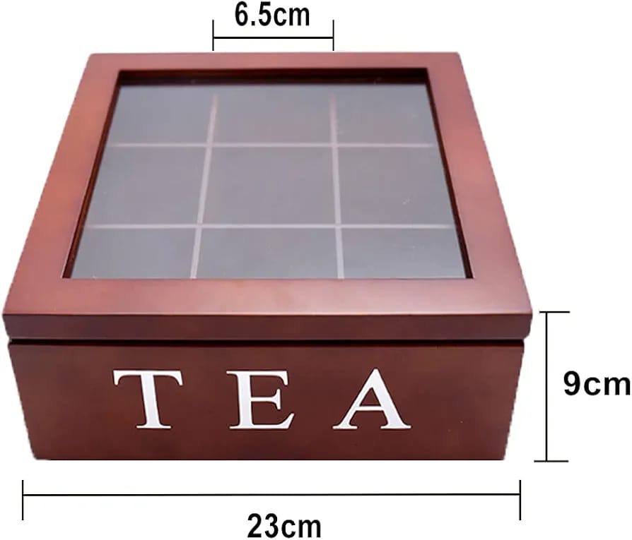 9 grid bamboo tea bag organizer