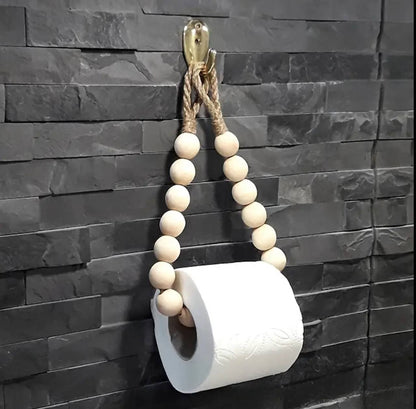 Creative natural wood beaded toilet paper roll holder