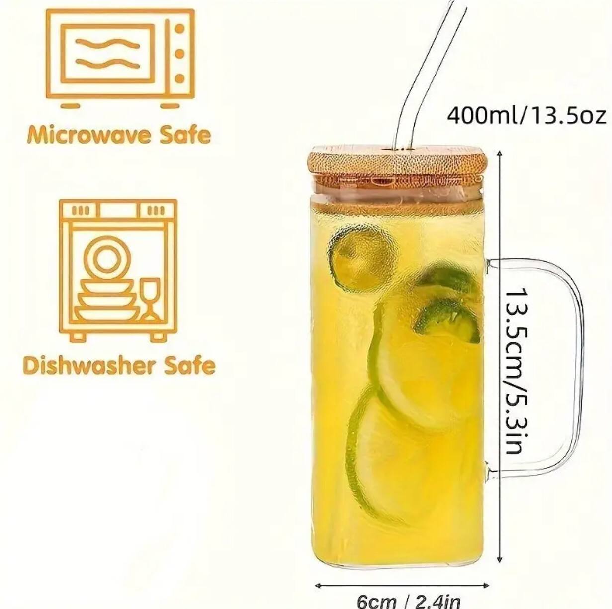 500ml broscillate  square glass with straw(coloured)