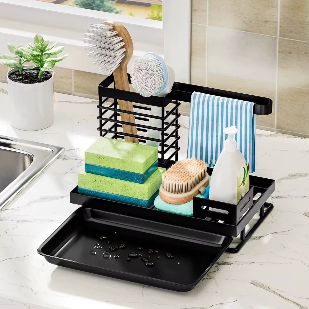 Stainless steel sink caddy