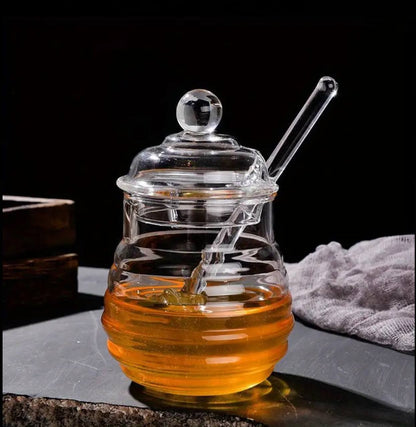 250ml Glass Honey Dispenser with a Dipper