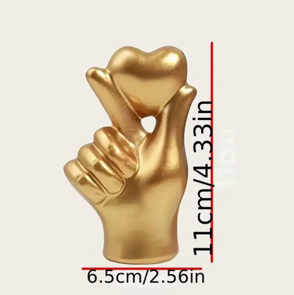 Heart hand gesture decor statue