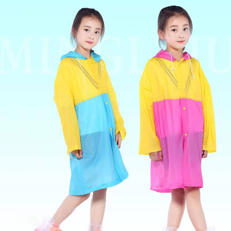 Light PVC Child/Kids Hooded Schoolbag Rain Coat