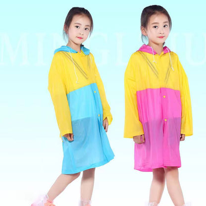 Light PVC Child/Kids Hooded Schoolbag Rain Coat