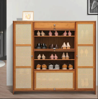 26 Pairs Wooden bamboo shoe cabinet
