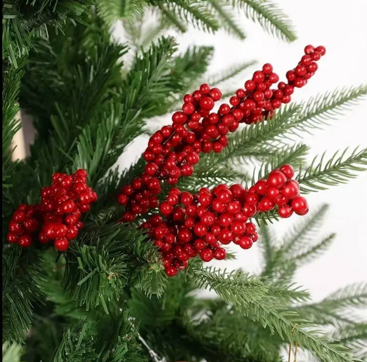 10pc set  Christmas Artificial Red Berry Branch DIY Wreath Berry Stem Flowers Gift Xmas Tree Ornaments Home Party Decor Flowers