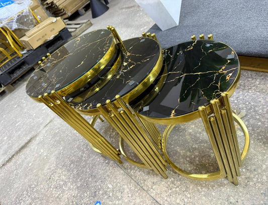 Marble top 3in 1 side stools, center tables
