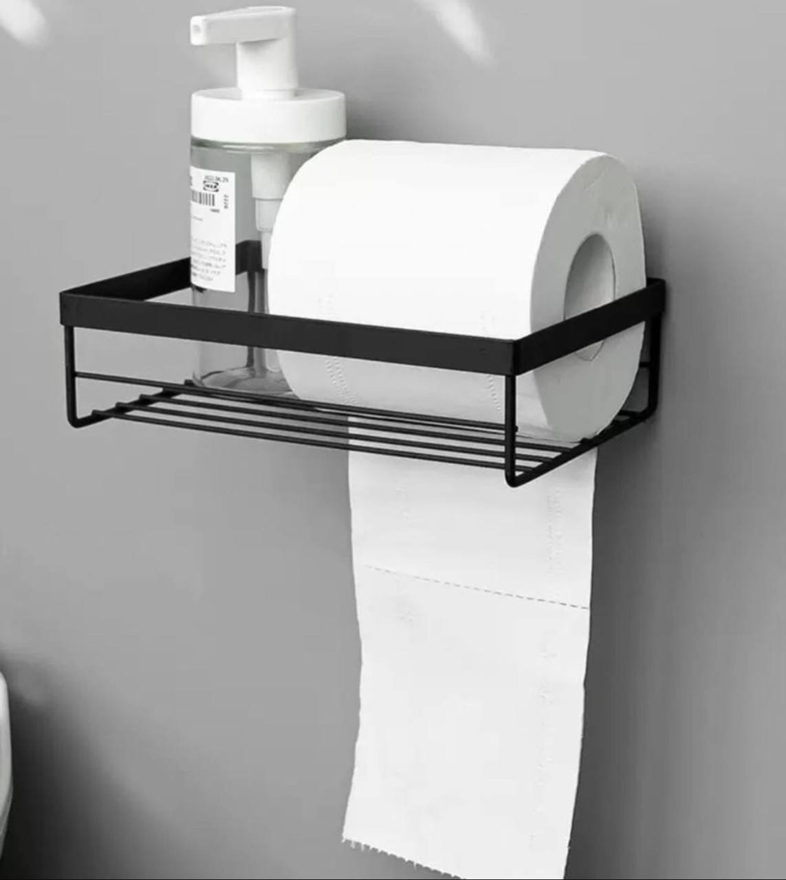 Punch free storage rack for toilet paper towel box