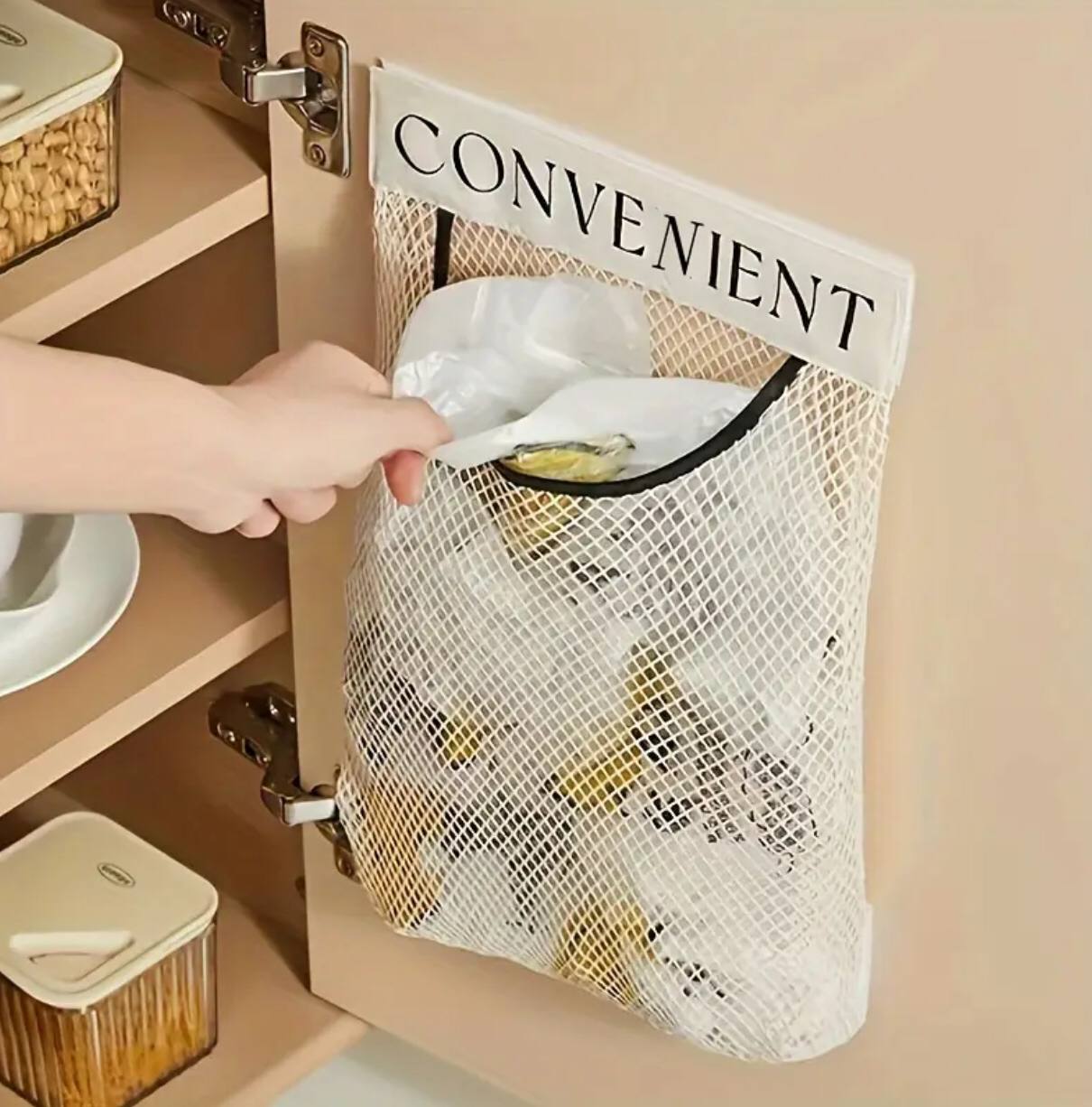 Mesh Hanging Storage Bags/Kitchen Garbage Bag Storage.