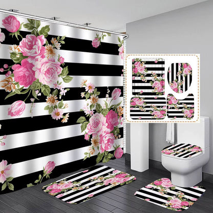 4 pcs set bathroom shower curtain set