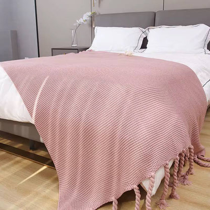 Supper Soft Knitted Throw Blankets With Tassels