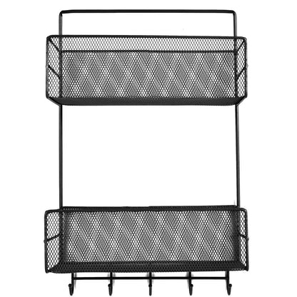2 layer  wall-mounted  bathroom shelf shower shampoo rack with hooks