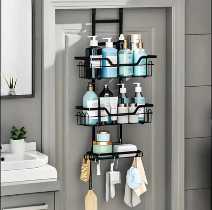 Drill-Free Bathroom Shelf Over Door Hanging Organizer