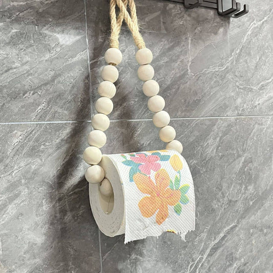 Creative natural wood beaded toilet paper roll holder