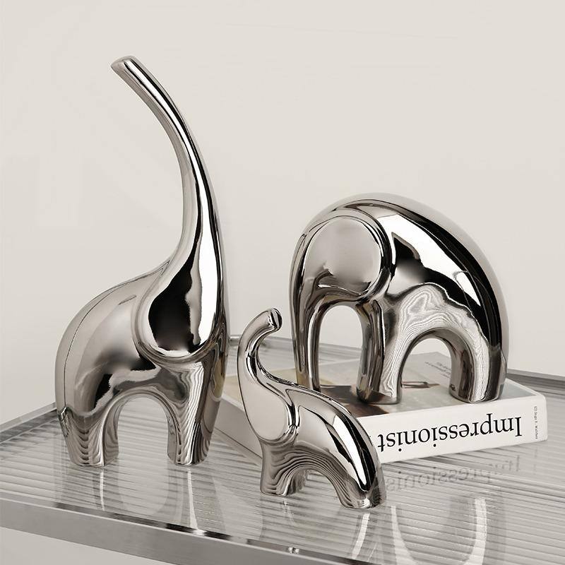Home Decor 3pcs Ceramic Elephants Figurines