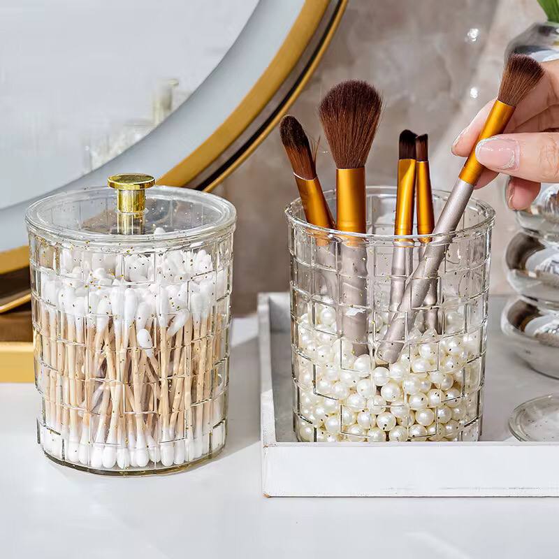 New PET Cosmetic Cotton Box Dustproof ABS Crystal Organizer Transparent Light Luxury Storage Box