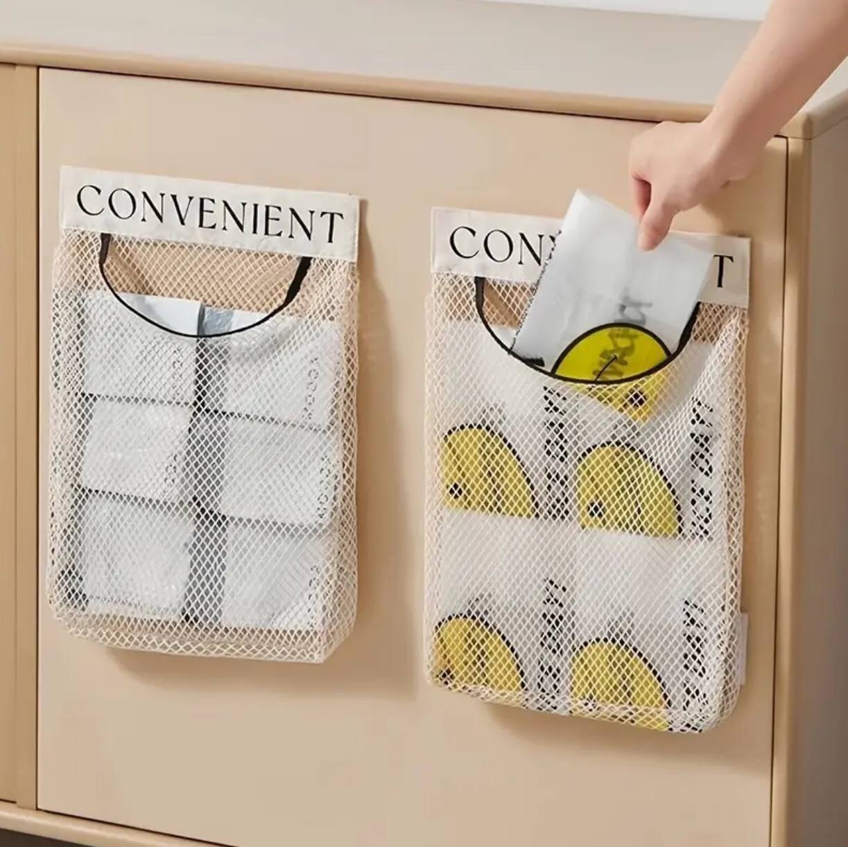 Mesh Hanging Storage Bags/Kitchen Garbage Bag Storage.