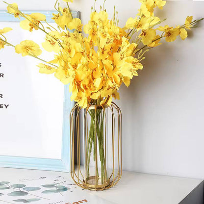 Modern Nordic luxury home decor contemporary metal bird cage shape flower glass vase