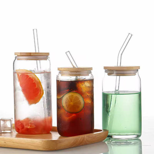 500ml Glass Cup With Lid and Straw  
Price