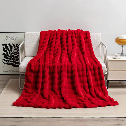 Red cozy Christmas bubble blanket