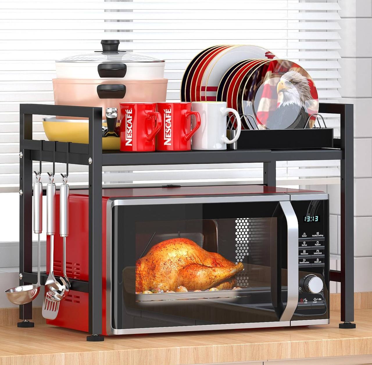 Single layer Heavy-duty Adjustable Microwave Stand