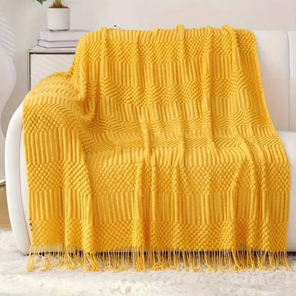 High quality Knitted throw blankets with tassel