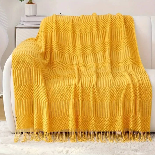 High quality Knitted throw blankets with tassel