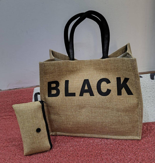 Black Tote Bag with Coin Purse