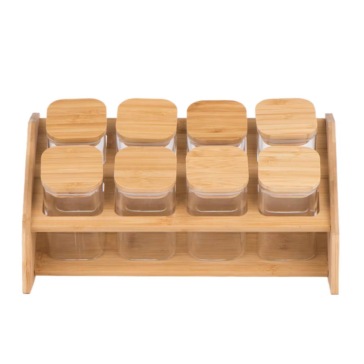 8pcs Classic style squared Borosilicate Glass Jar set