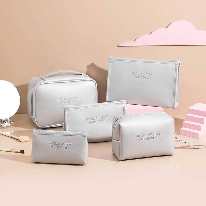 5pcs Vegan leather travel makeup cosmetic bags