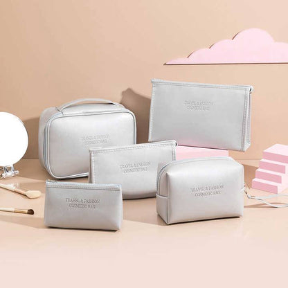 5pcs Vegan leather travel makeup cosmetic bags