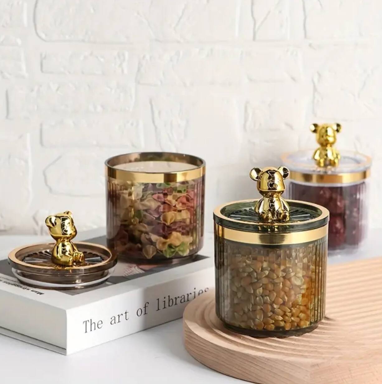 Luxury cute bear cotton swab storage box