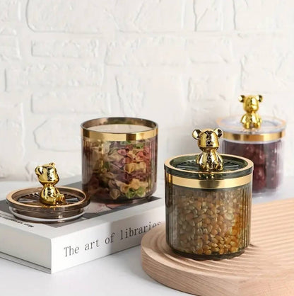 Luxury cute bear cotton swab storage box